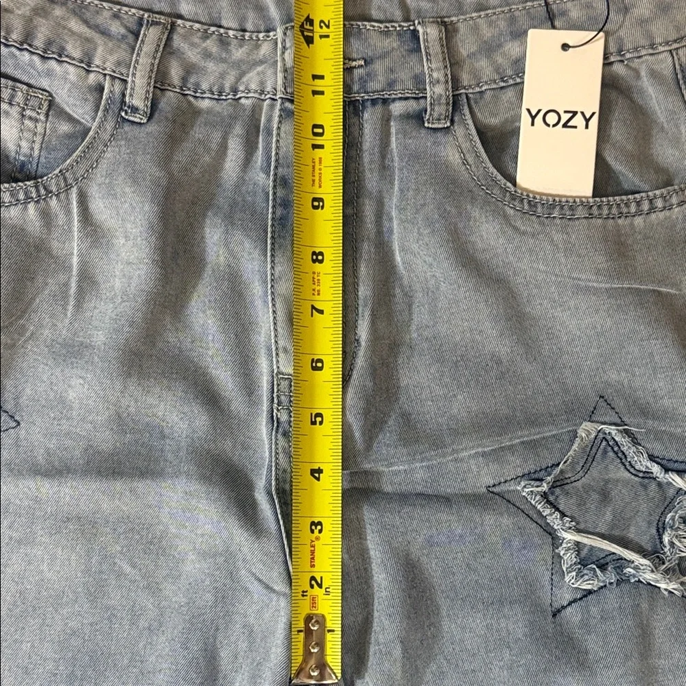 Yozy Blue Star Patch Women High Waist Wide Leg Jeans SKU1411 - Picture 11 of 16